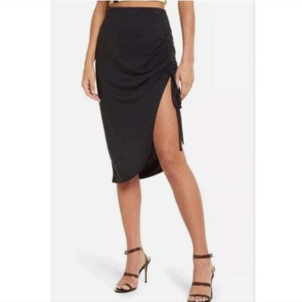 OPEN EDIT Black Side Ruched Skirt Size Small